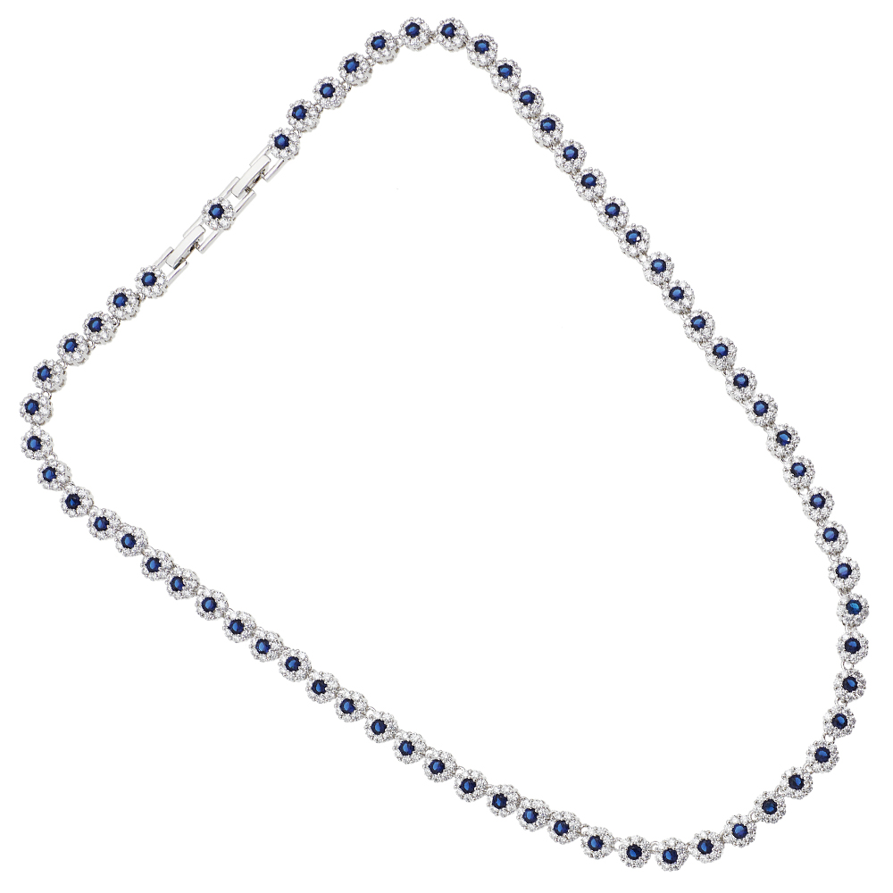 collana ottaviani con zirconi blue design a margherita