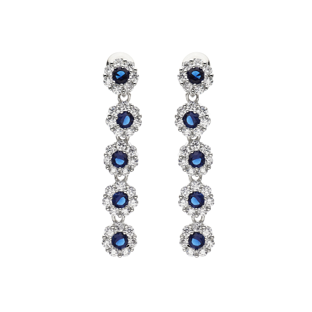 ORECCHINI PENDENTI OTTAVIANI CO ZIRCONI BIANCHI E BLU