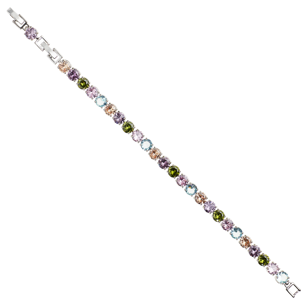 bracciale tennis Ottaviani Elegance 500869B da donna in lega metallica rodiata con cristalli multicolor