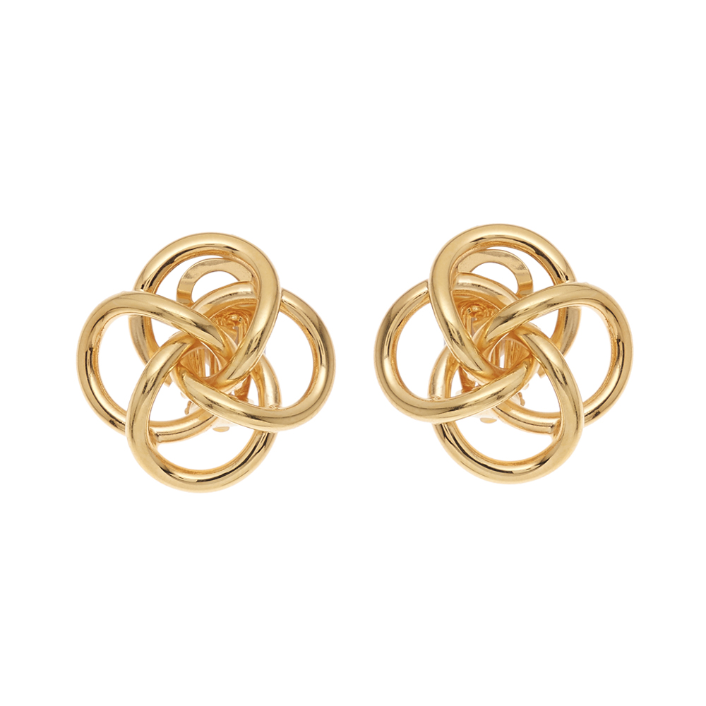 orecchini dorati con design a nodo intrecciato