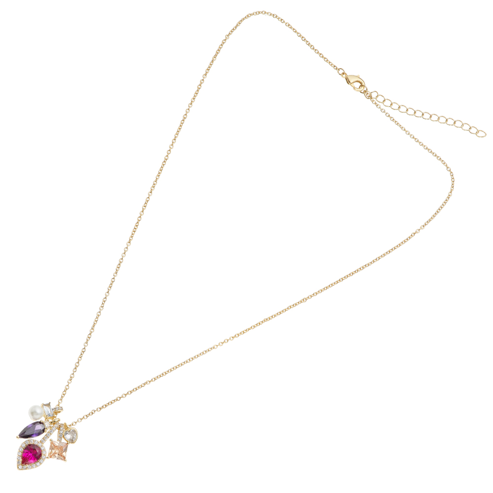 collana da donna di Ottaviani placcata in oro e con zirconi multicolor