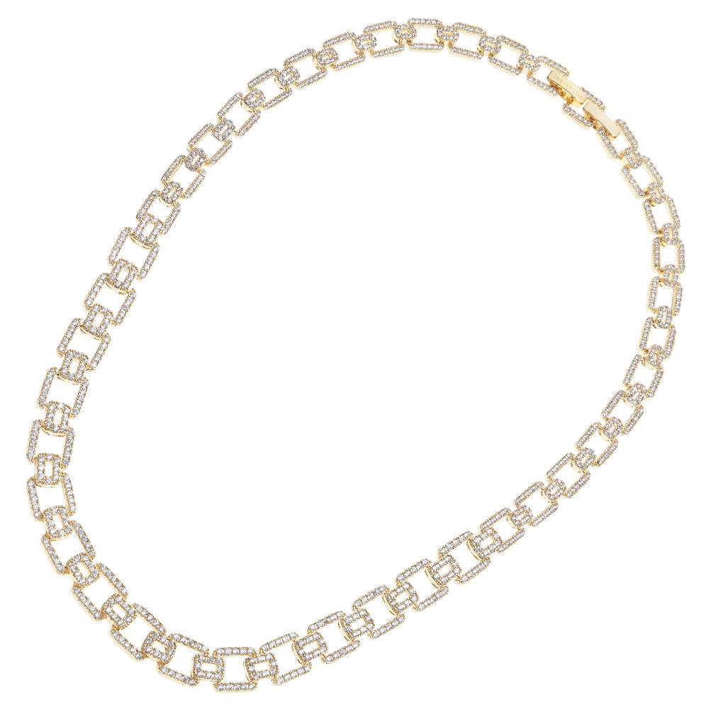 Collana Ottaviani a maglie rettangolari e zirconi bianchi