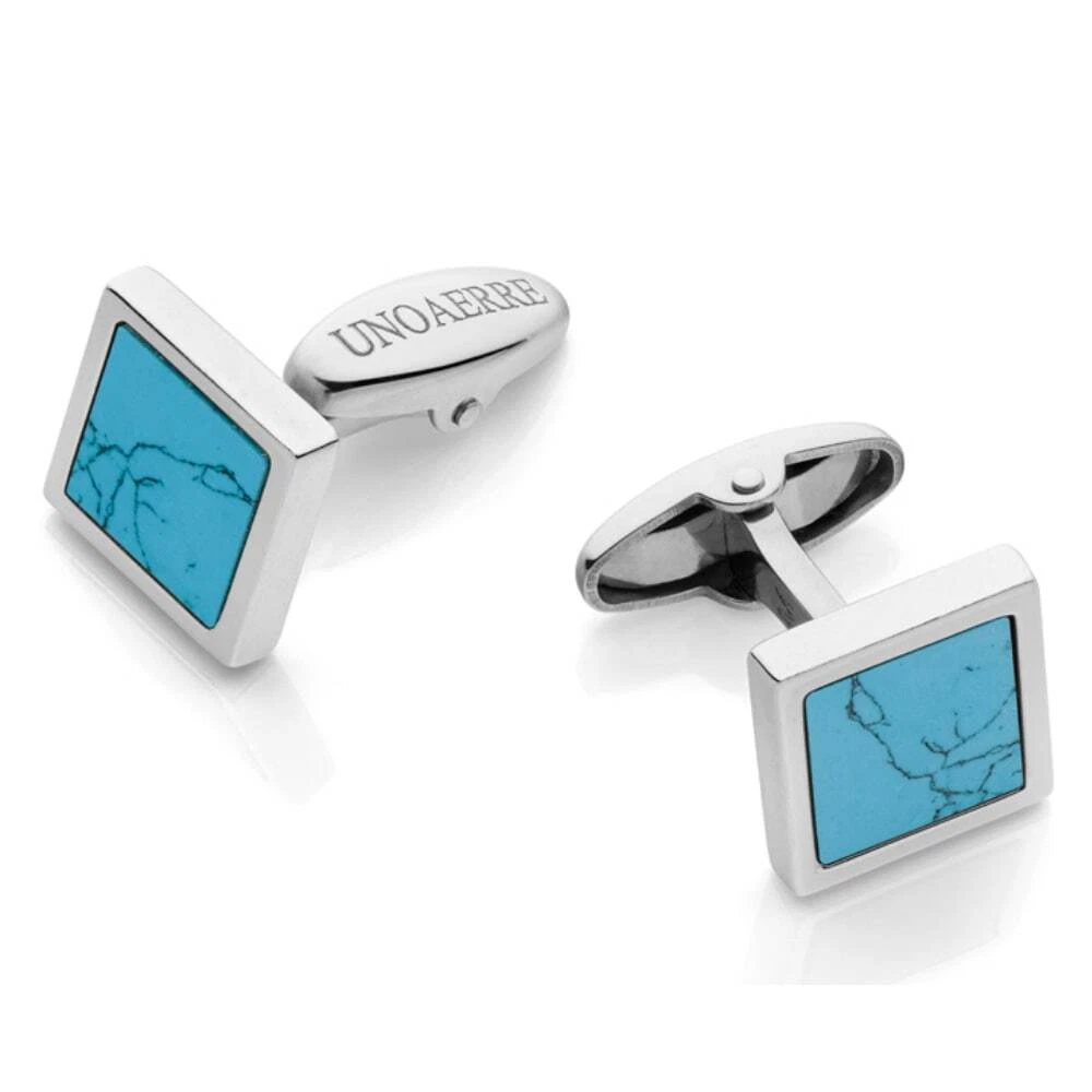 Gemelli da Polso Quadrati in argento e Pietra Turchese - Unoaerre