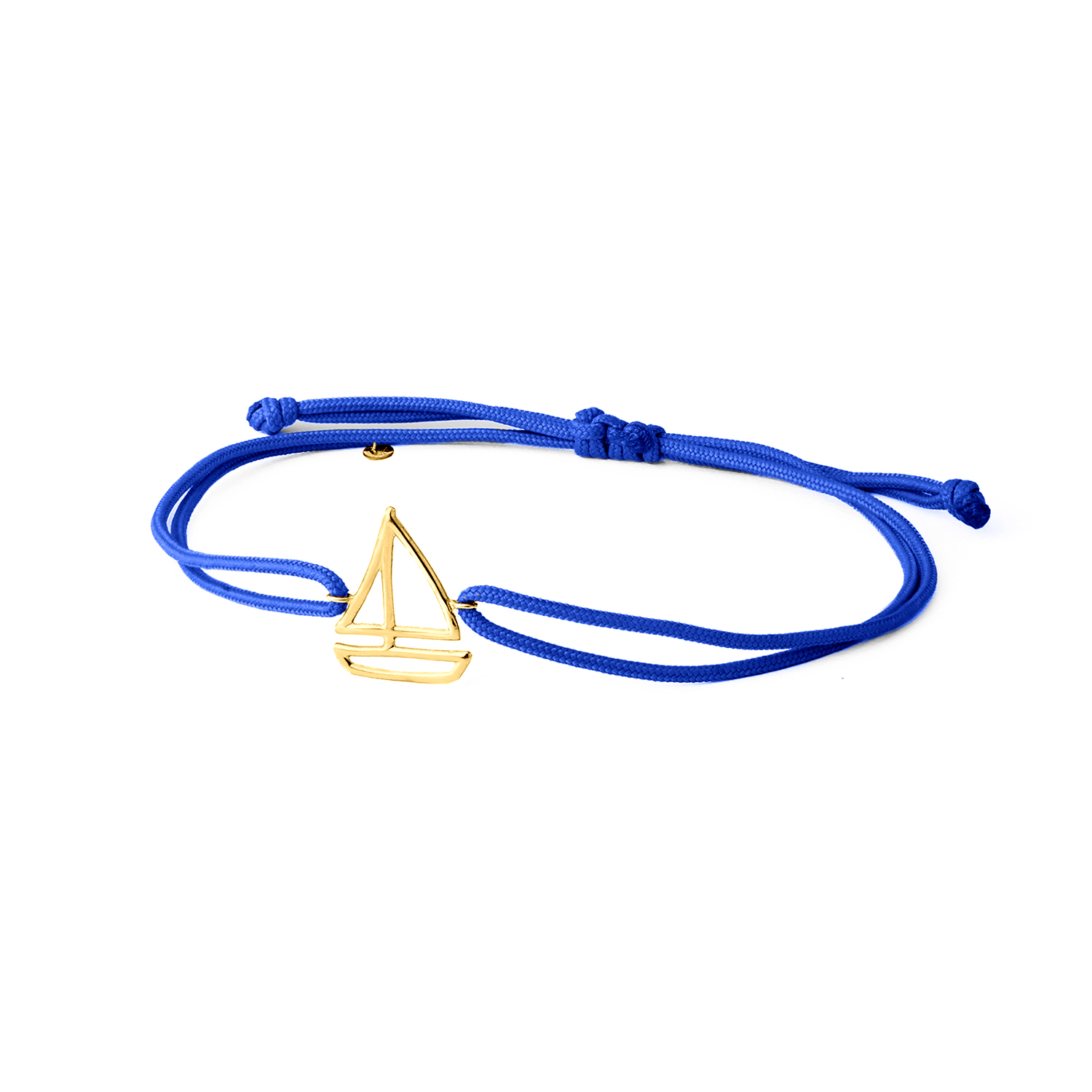 Ginger – Bracciale in oro 9 kt con Barca a Vela e cordino colorato