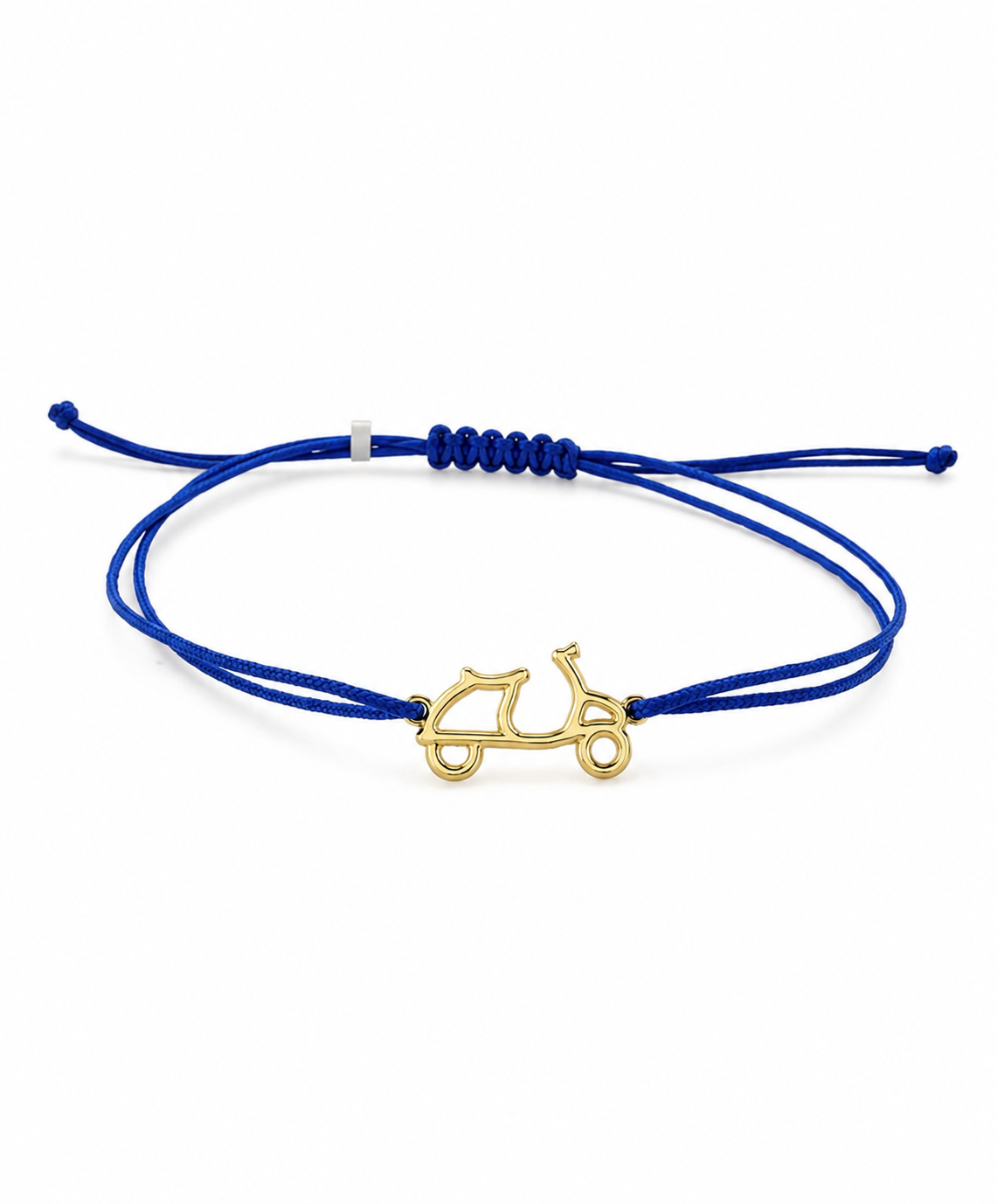 Ginger – Bracciale in oro 9 kt con Vespa e cordino colorato