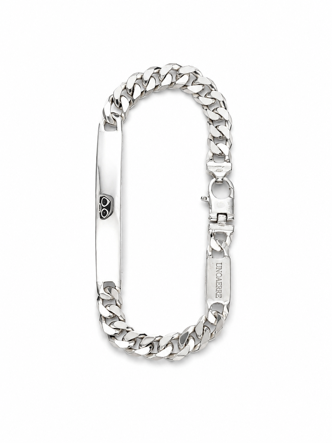 Bracciale uomo Unoaerre in argento 925 con catena grumetta e piastrina liscia