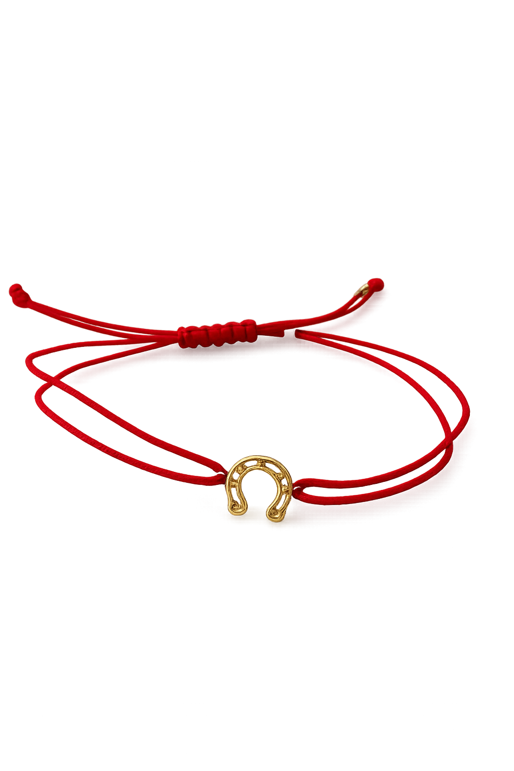 Ginger – Bracciale in oro 9 kt con Ferro di Cavallo e cordino colorato