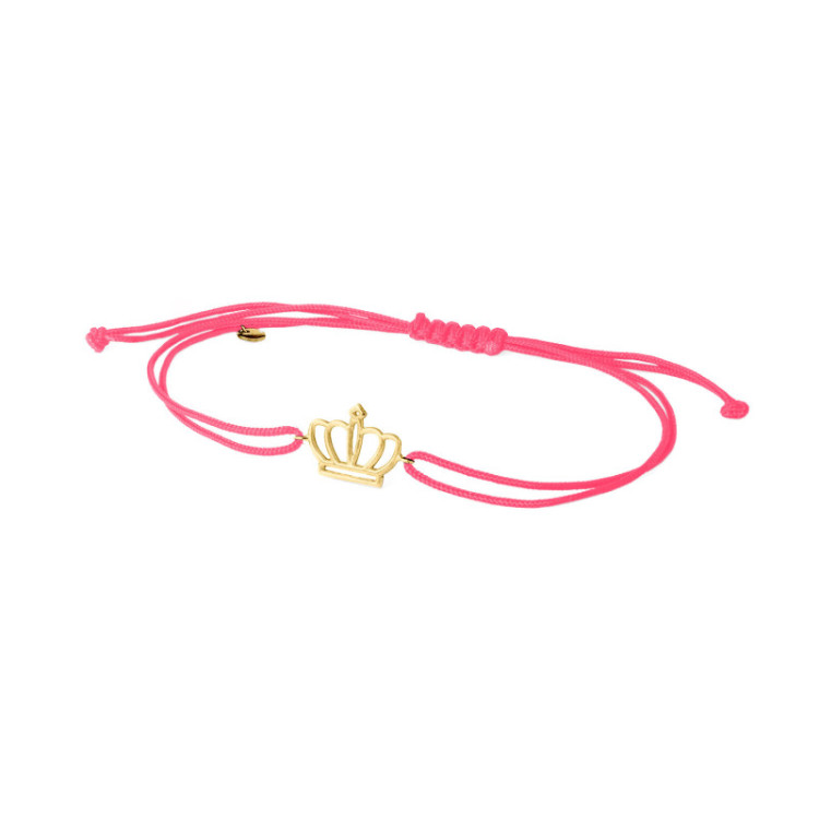 Ginger – Bracciale in oro 9 kt con Corona e cordino colorato