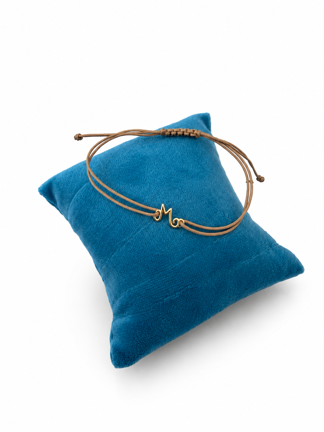 Bracciale con Iniziale M in Oro 9KT e Cordino Regolabile | Ginger