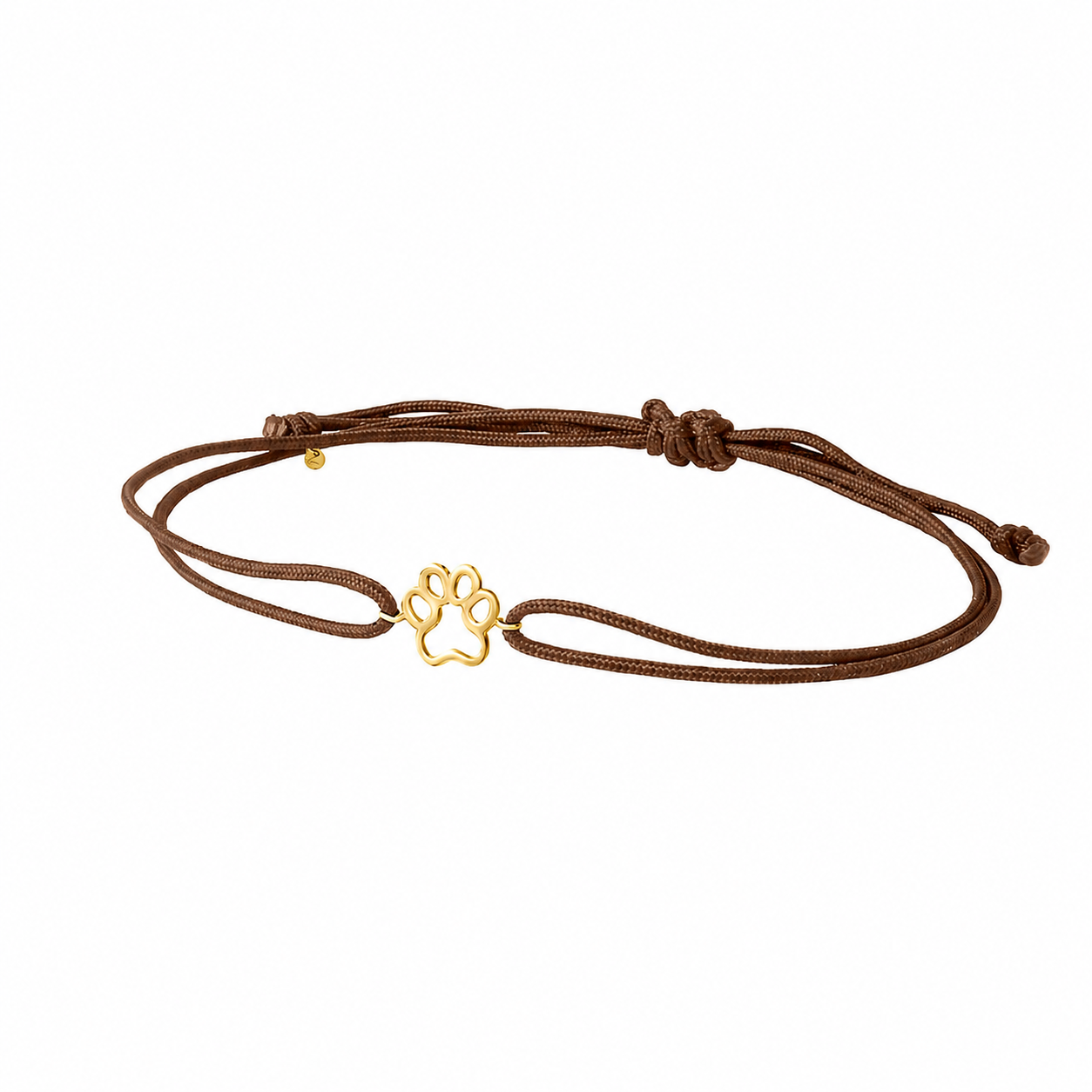 Bracciale in oro 9 kt con zampetta e cordino colorato