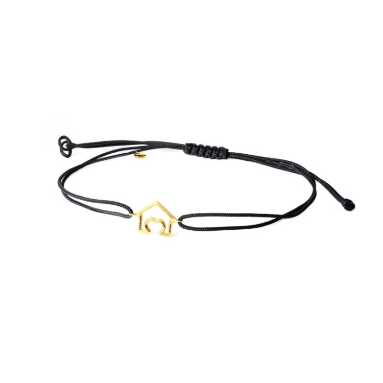 Bracciale oro 9 kt casa con cordino