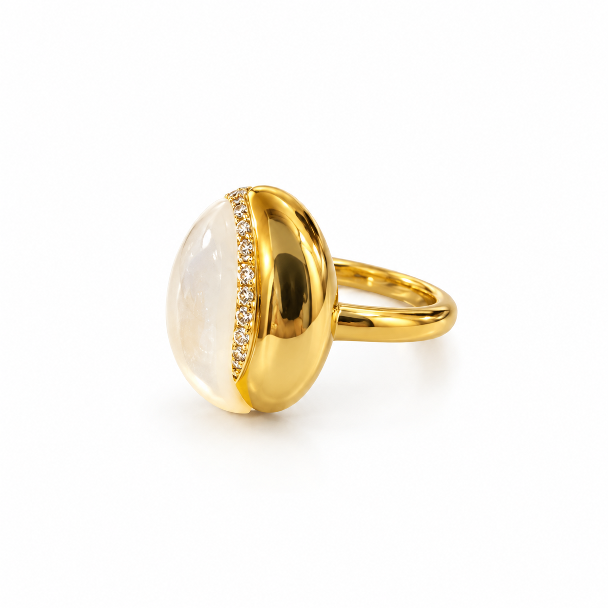 Anello madreperla e Argento Dorato 925