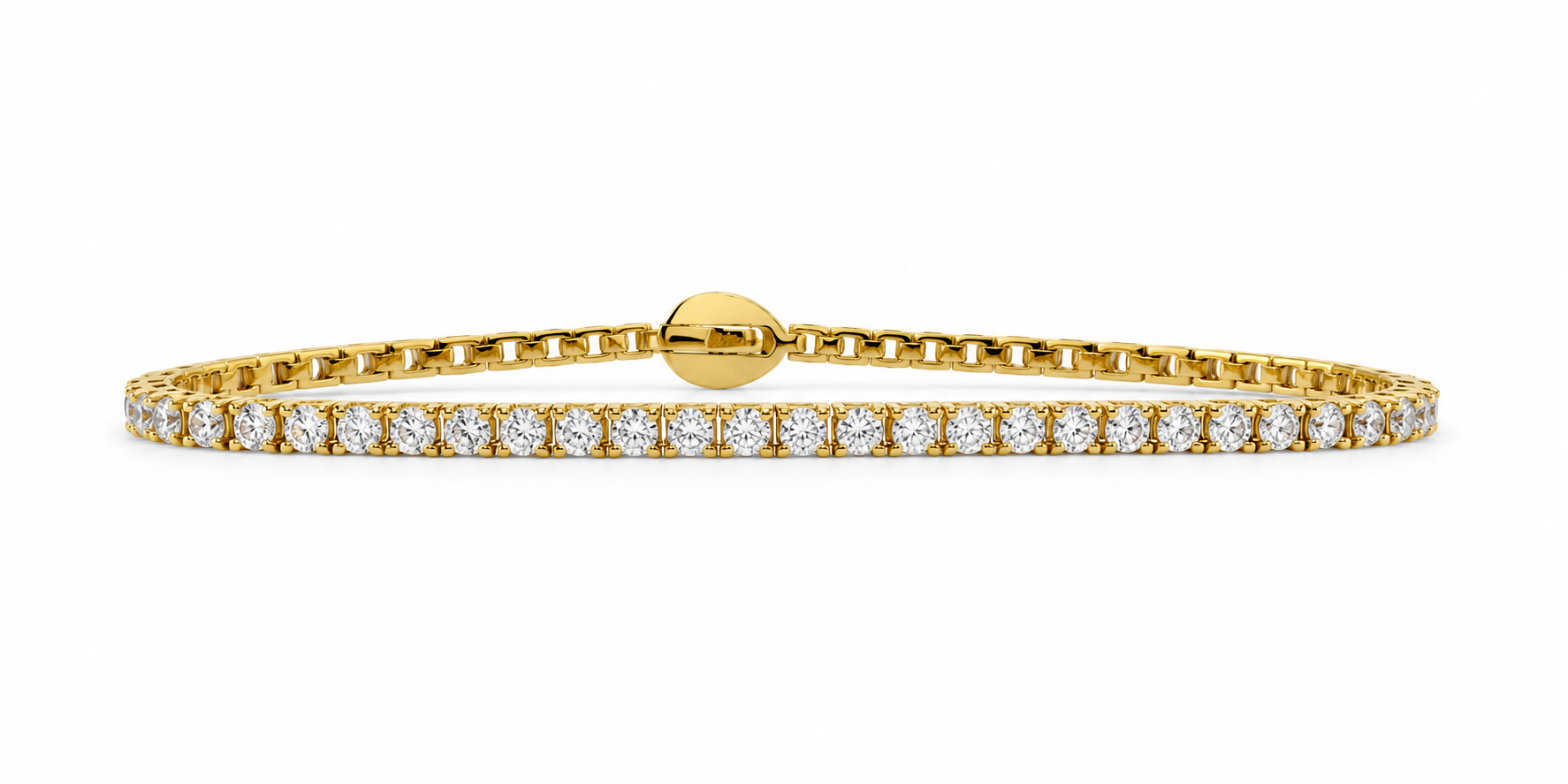 Bracciale tennis Unoaerre in argento 925 dorato con zirconi, lunghezza 19 cm