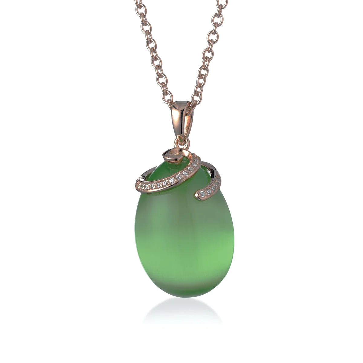Collana Olga Tsars Collection in argento 925 rosé con quarzo verde e zirconi bianchi