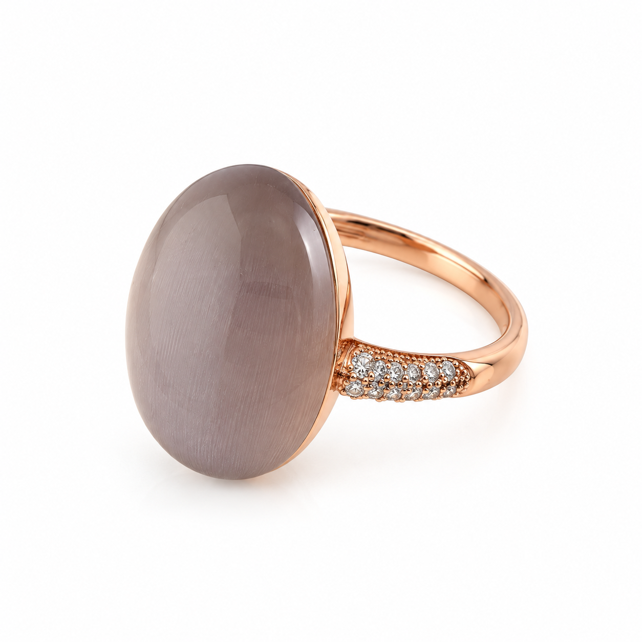 Anello Cat Eye viola rosé