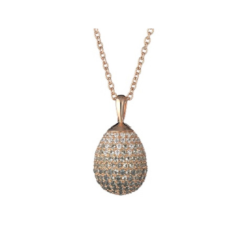 Ciondolo ovetto 9Nine Tsars Collection in argento 925 rosé con zirconi colorati e catena da 50 cm