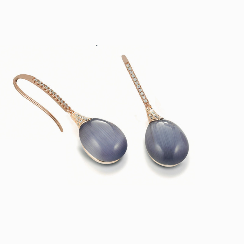Orecchini Cat Eye viola rosé lisci Tsars Collection in argento 925